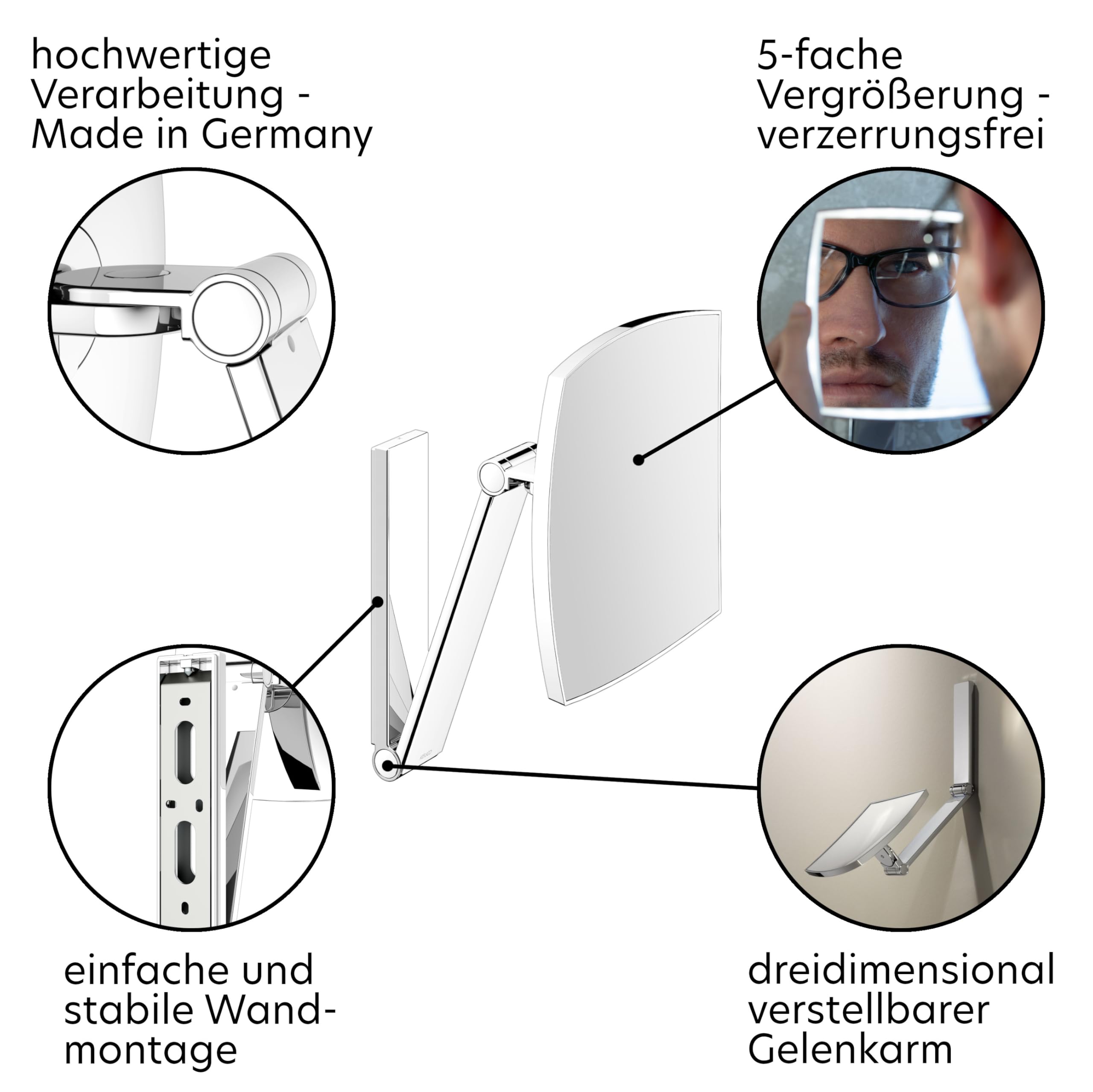 Amazon.com - Keuco 17613010000 Wall Mounted Cosmetic Mirror, Silver